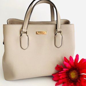 Beige Purse with Handles & Crossbody Strap